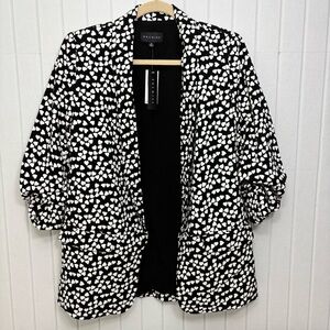 Premise Black and White Women's Blazer Heart shape pattern Size 6